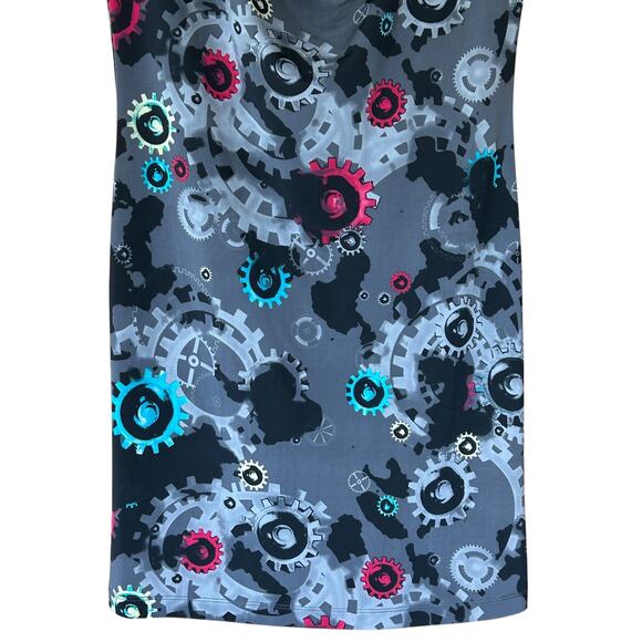 Emilio Pucci Steampunk Gears Print Dress Gray Turquoise Pink IT 42 / US 8 - Picture 4 of 9